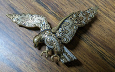 RARE VINTAGE DAMASCENE EAGLE PIN PATRIOTIC MADE IN SPAIN picture