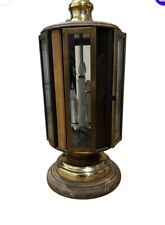 Large Beautiful Oak Table Lamp with etched glass panels picture