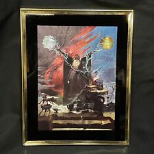 Wizard Lightning Sphere Metal Etched 8 x 10 Picture Gold Tone Frame Vintage 90s picture