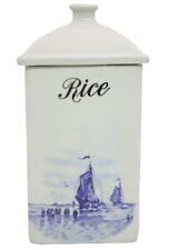 Vintage Hull Pottery Delft Ship Nautical Rice Canister With Lid 1930's picture