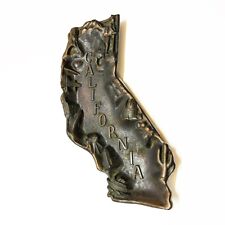 VTG California Metal Souvenir Trinket Tray Shape of State Details of History picture