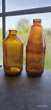 2 Antique Brown Beer Bottles. 1950s Bottle & Vintage Embossed Amheuser Busch picture