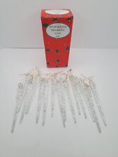 Vintage 5” Twisted Glass Icicle Ornaments Lot of 15 With Original Box Christmas picture
