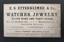 1880 antique ES ETTENHEIMER rochester ny WATCHES JEWELRY FANCY GOODS SILVER ad picture