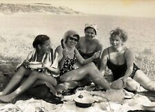 1971 ORIGINAL Snapshot Soviet Era Pretty Women Lying on the shore B&W Photo picture