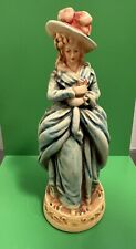 Vintage  Artsy Chalkware Victorian Woman Statue Figure 10.5” Tall  picture