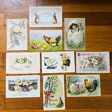 Antique & Vintage Easter Postcards Early 1900's Bunny Chick Eggs Embossed 10 pcs picture