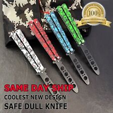 High Quality Practice BALISONG METAL BUTTERFLY Trainer Knife BLADE Tool Dull picture