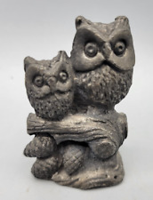 Vintage Miniature Metal Owl Birl Pair of two Owls Figurine picture