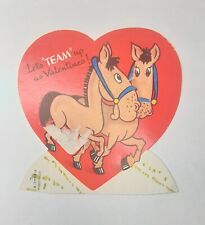 Valentine Card A-Meri-Card Series 6542 Stand Up Horses Let's Team Up picture