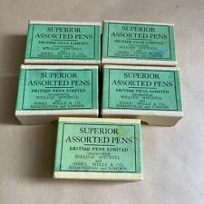 5x EMPTY VINTAGE BRITISH PEN LIMITED ADVERTISING NIB BOXES SUPERIOR ASSORTED picture