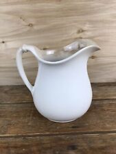 Vintage Homer Laughlin Ironstone Pitcher White Antique Primitive Stained Crazing picture