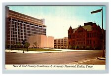New & Old Courthouse & Kennedy Memorial Dallas TX c1970's Vintage Postcard picture