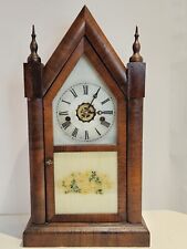 Antique 1870's ANSONIA Brass Co. Victorian Mahogany Steeple Mantel Clock w/Alarm picture