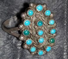 Native American Zuni Snake Eyes Turquoise Sterling Silver Ring Sz 9 picture