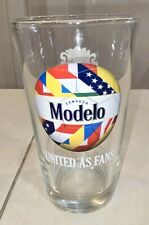 Rare MODELO Cerveza Beer World Cup Futbol Soccer United As Fans Pint Glass EUC picture