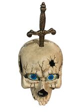Vintage Large Cast Iron or Pressed Metal Skull w/ Dagger- Eyes Open & Close  picture