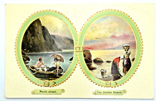 Vintage German Art Postcard Seaside Scenes Embossed Gold Accents Unused picture