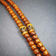 Gandhanra 1 Pair of Old Yak Bone Skull Beads,Marker Beads for Mala Necklace,0.4