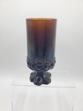 Vintage Heavy Dark Amber Glass Goblets 11 ounce picture