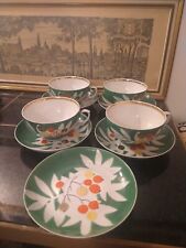 Lot Of 9 PCs Teacups And Saucers Dulevo 92 Vintage Soviet  Handpainted Floral picture