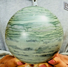 3.8lb Large Green Zebra Stone Jasper Crystal Quartz Sphere Ball Healing Mineral picture