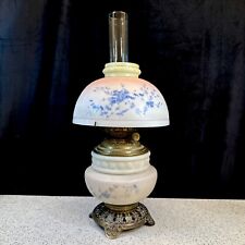 Antique Miller The Solar GWTW Hand Painted Oil Lamp + Burner & Hurricane Shade picture