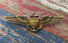 RARE ORIGINAL Vanguard 10k STERLING WW2 US NAVY USMC Aviator Pilot Wings Badge picture