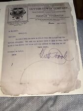 1906 Original Signed Letter: Cutter Tower Company Letterhead Franklin Typewriter picture