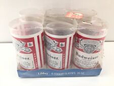 1970s Budweiser Beer 16 Oz Cooler Drinking Glasses by Libbey in Package ~ Sealed picture