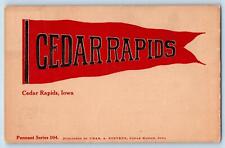 Cedar Rapids Iowa IA Postcard Large Letter Cedar Rapids Pennant c1905's Antique picture