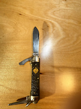 Vintage Camillus 4 Blade Scout Knife Black, Made in USA Solid Tight Knife picture