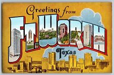 Forth Worth, Texas TX - Large Big Letters - Greetings - Vintage Postcard picture