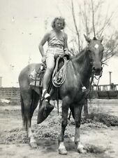 AxG) Found Photograph Beautiful Blonde Woman On Horse 1930's-40's Horseback picture