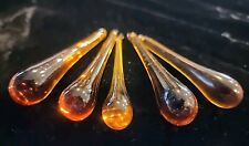 Vintage Amber/gold Glass Teardrops Replacements 5pc. 2.5 In. picture
