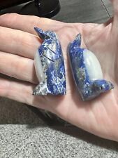 PAIR (2) OF LAPIS LAZULI MARBLE CARVED FIGURINES WITH LAPIS BEAKS picture