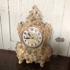 Vintage MCM Mantle Vomit Clock Lucite Rocks Lanshire Large Size 16