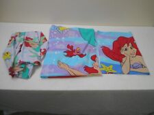 Vintage 90s Disney Little Mermaid Twin Set Flat & Fitted Sheets Pillowcase 3 pc picture