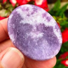Natural Lepidolite Palm Worry Stone Crystal Smooth Polished Relief Gemstone Gift picture