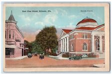 c1910 East Pine Street Baptist Church Classic Cars Orlando Florida FL Postcard picture