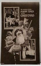 1909 Real Photo Santas Toys Children Christmas RPPC Davidson Bros. Postcard F14 picture