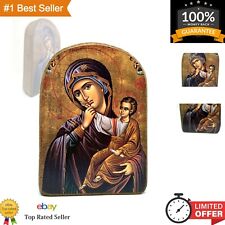 Wooden Greek Orthodox Icon of Virgin Mary - Handmade Solid Wood - 5.1 x 3.5 in picture
