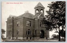 Wayland Michigan~High School in Field~Bell Tower~Arch Door & Windows~1909 picture