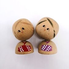 6cm Japanese Creative KOKESHI Doll Vintage by TAKAHASHI Signed Pair KOB338 picture
