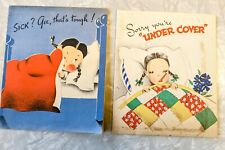 2 Antique Vintage Get Well Used Greeting Cards 1941 USA Gibson & Susie Q  picture