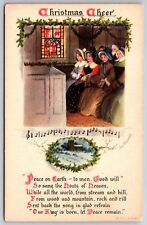 Ellen H Clapsaddle Christmas Cheer~Puritan Ladies Church~Song Notes~Wreath~WOLF picture