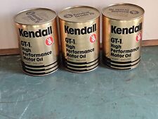VTG FULL 1 QUART KENDALL GT-1 HIGH PERFORMANCE MOTOR OIL CARDBOARD CAN LOT OF 3 picture