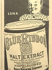Blue Ribbon Malt Milwaukee Pabst Hop Flavored Lena Vintage Print Ad 1940 picture