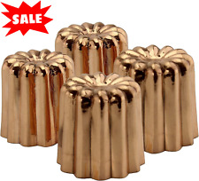 Copper Canelle Pastry Molds 4-Pack 2-Inch Bordeaux French Custard Cannele Cake picture