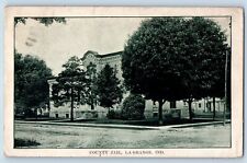 LaGrange Indiana Postcard County Jail Building Exterior View Trees 1910 Vintage picture